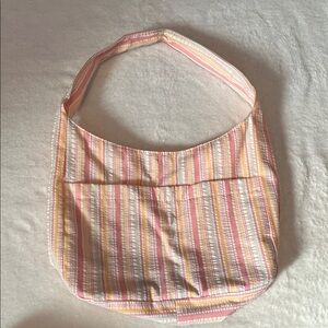 Small blue/pink/orange/white striped purse
